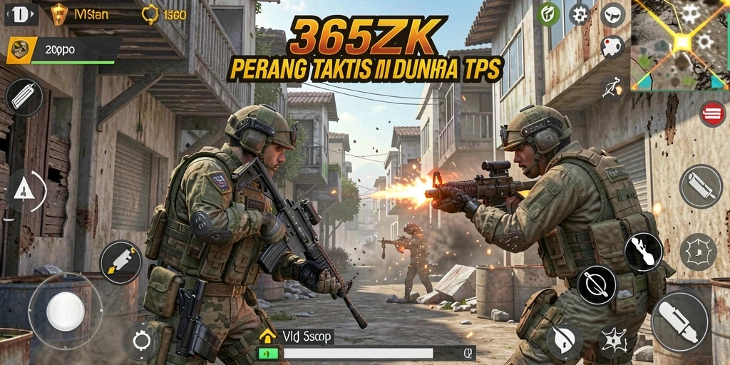 Tampilan gameplay menegangkan dalam 365ZK dengan aksi tembak-menembak.