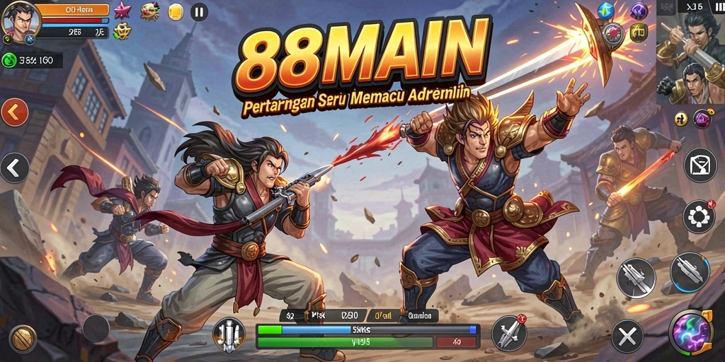 Tangkapan layar gameplay 88MAIN menunjukkan aksi pertarungan yang mendebarkan.