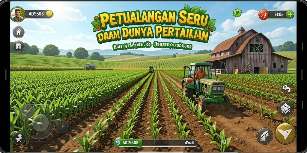Tangkapan layar gameplay ADS508 menampilkan aktivitas bertani yang seru dan menyenangkan.