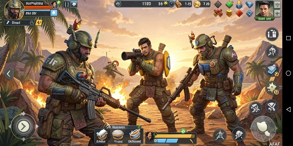 Screenshot gameplay AFAF yang menunjukkan strategi pertempuran yang intens.
