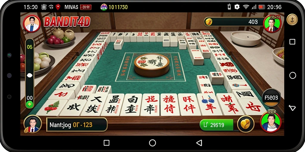 Tampilan gameplay menarik dari BANDIT4D dengan desain papan Mahjong yang menawan.
