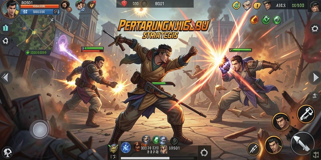 Tampilan aksi pertempuran mendebarkan di gameplay BOS01.