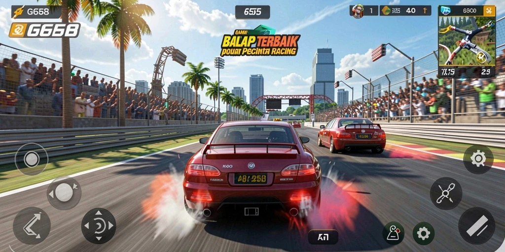 Tampilan gameplay G668 yang mendebarkan saat balapan.