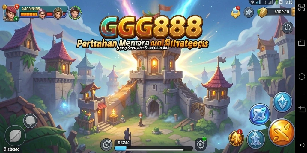Tampilan gameplay GGG888 dengan strategi pertahanan menara yang menarik.