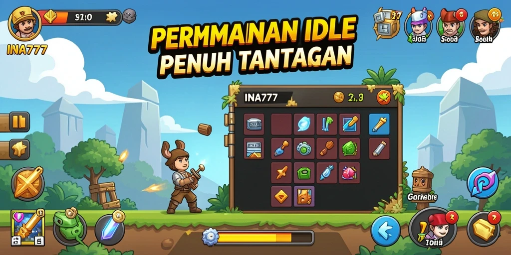 Tampilan utama INA777 menampilkan gameplay Idle yang menarik dan interaktif.