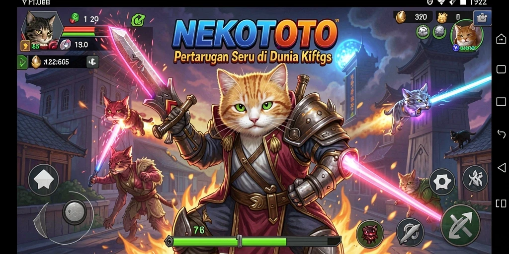 Tampilan jurus khas kucing dalam NEKOTOTO yang mendebarkan.