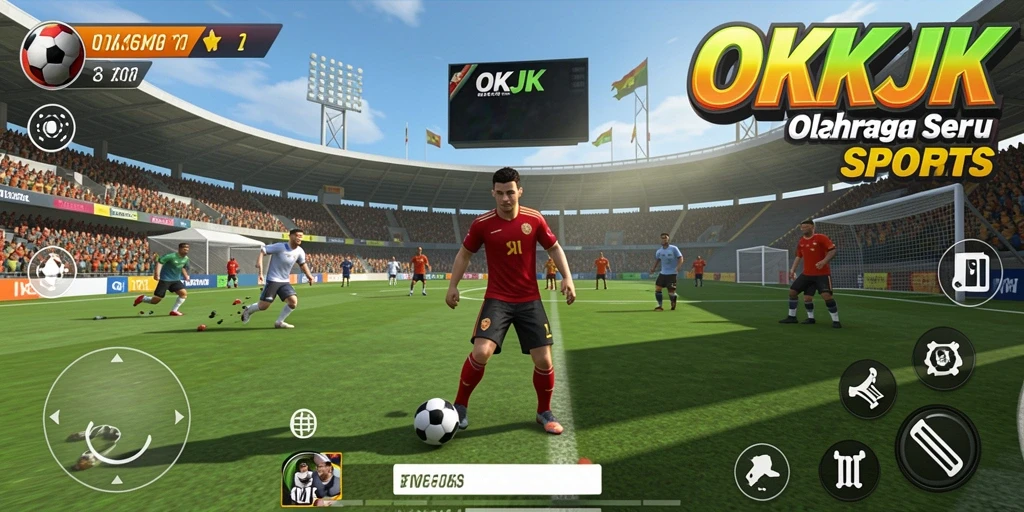 Tampilan gameplay OKJK yang seru dan menantang di arena olahraga.