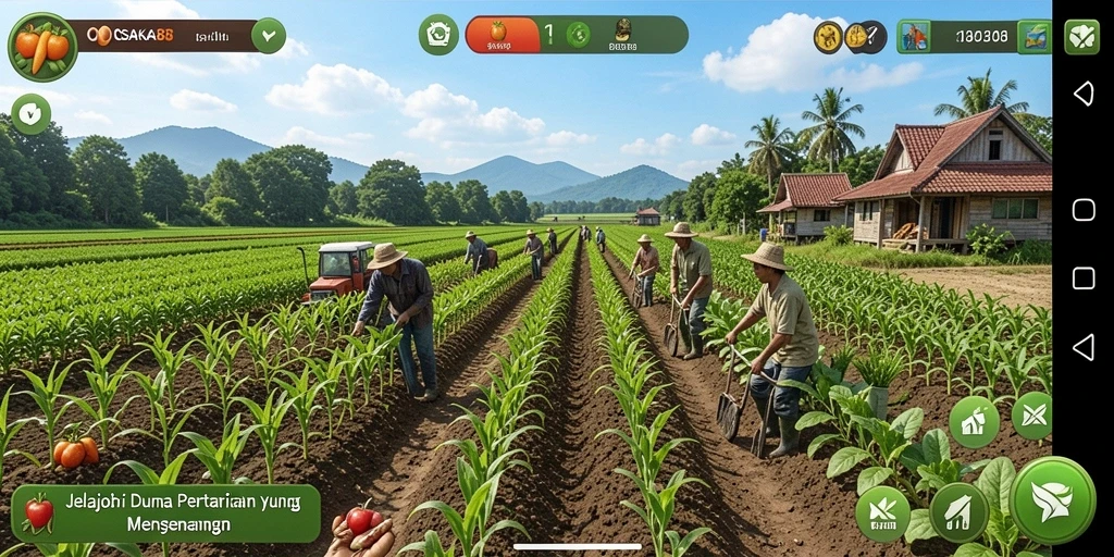 Gameplay OSAKA88 yang menarik dan penuh warna saat bertani.