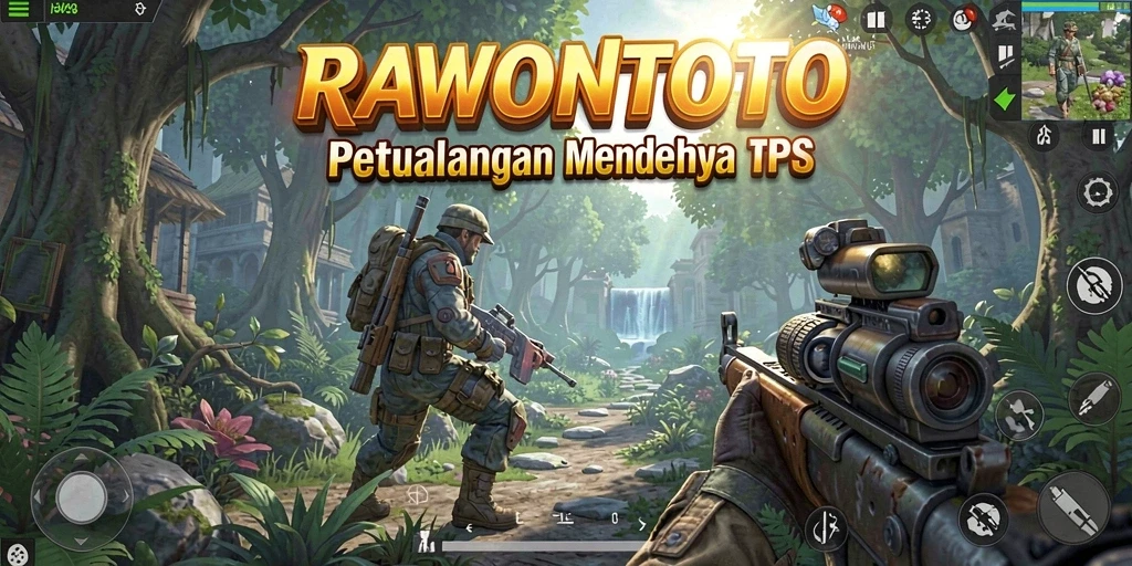 Screenshot menunjukkan aksi seru dalam gameplay TPS RAWONTOTO.