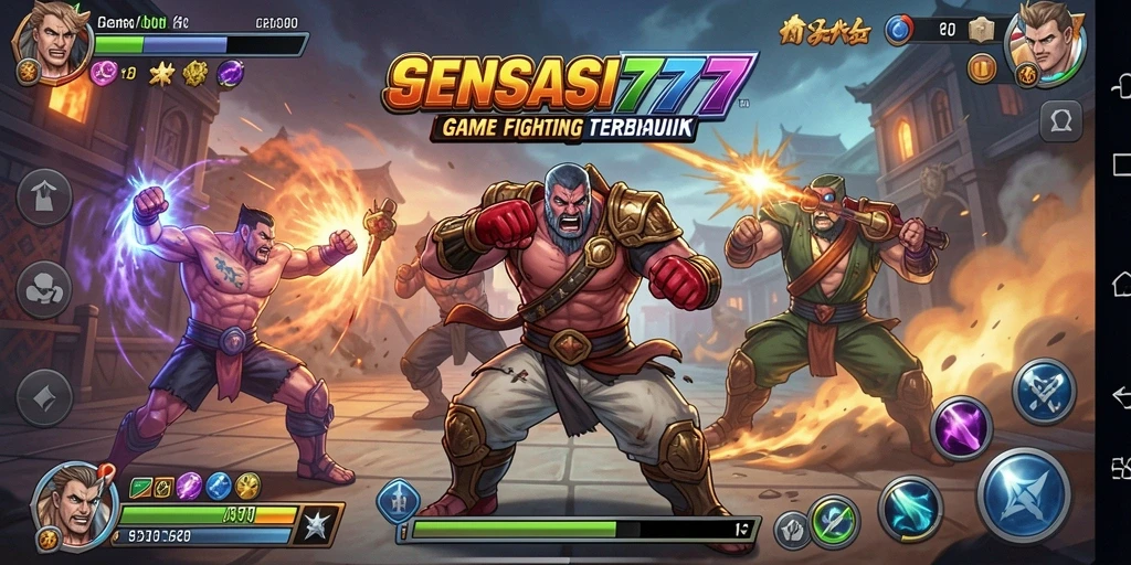 Gameplay SENSASI777 menampilkan pertarungan yang intens dan mendebarkan.