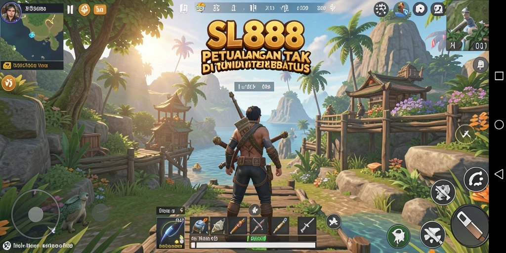 Screenshot utama SL888 menunjukkan petualangan seru di dunia terbuka.