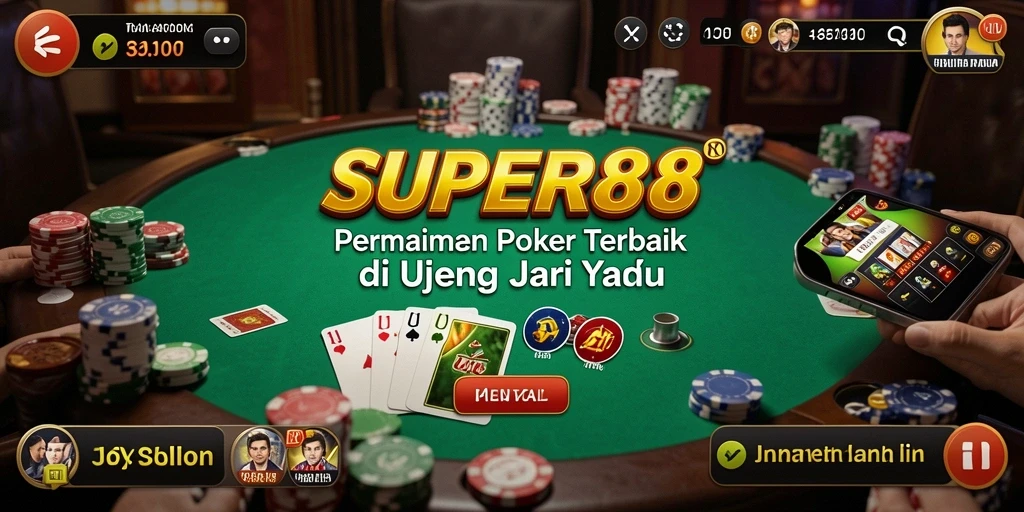 Screenshot gameplay SUPER88 menampilkan aksi seru permainan poker.
