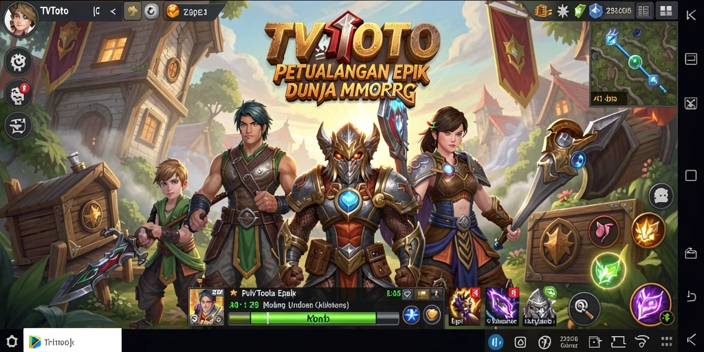 Tangkapan layar gameplay TVTOTO yang menampilkan pertempuran seru dalam MMORPG.