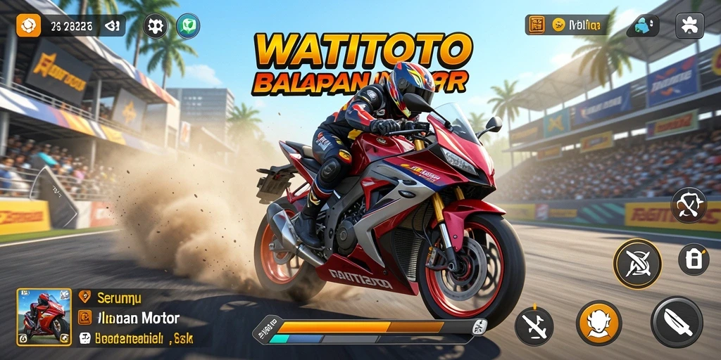 Screenshot gameplay WATITOTO yang menampilkan aksi balapan motor seru.